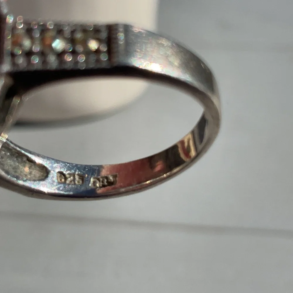 DBJ Topaz Marcasite Ring 925 silver Vintage size 7 - Picture 12 of 15